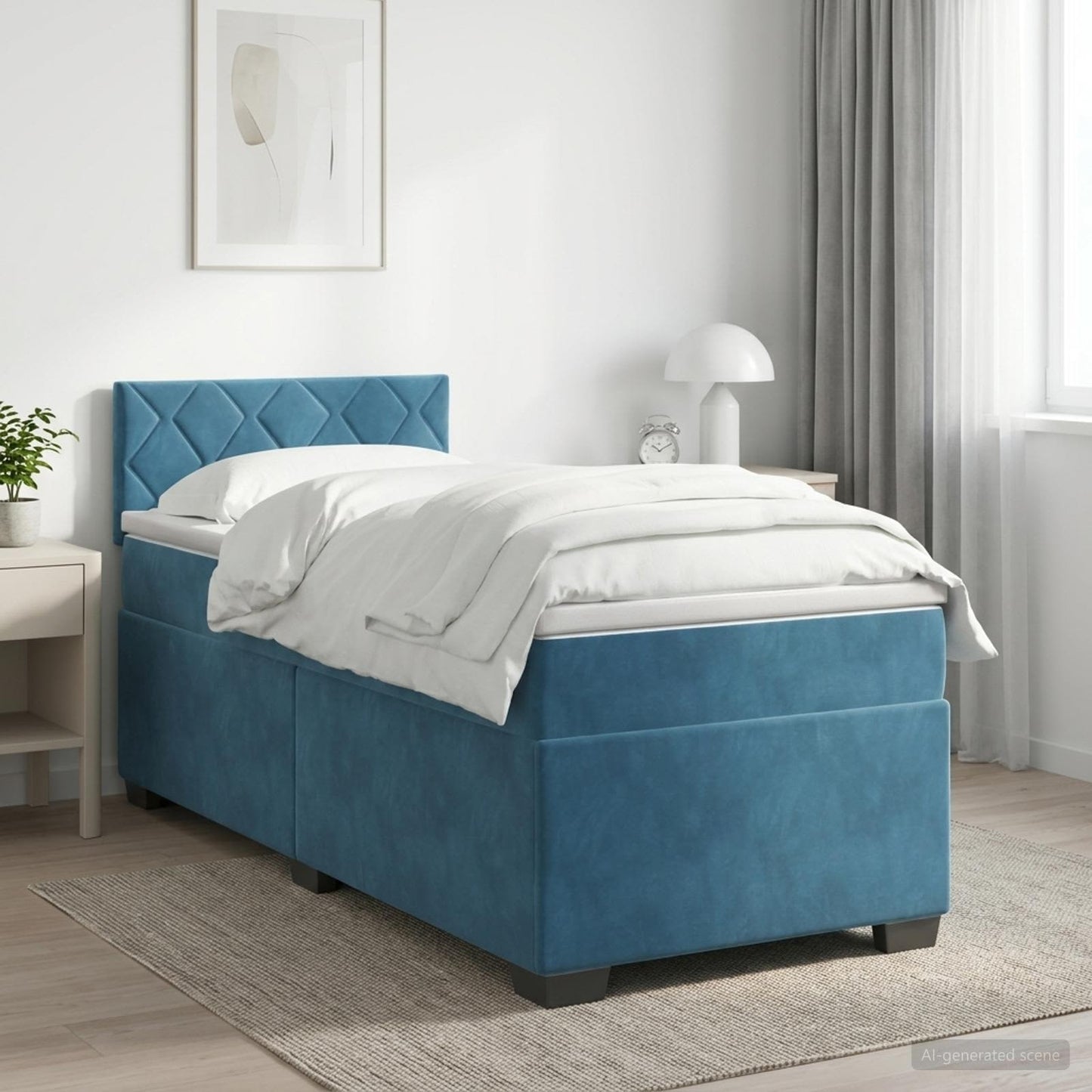 vidaXL Κρεβάτι box spring με στρώμα Σκούρο Μπλε 80 x 200 cm Βελούδο