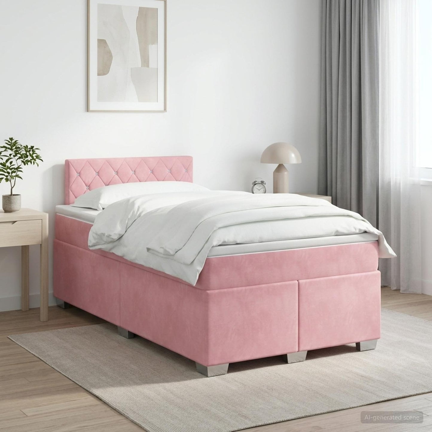 vidaXL Κρεβάτι box spring με στρώμα Ροζ 120 x 200 cm Βελούδο