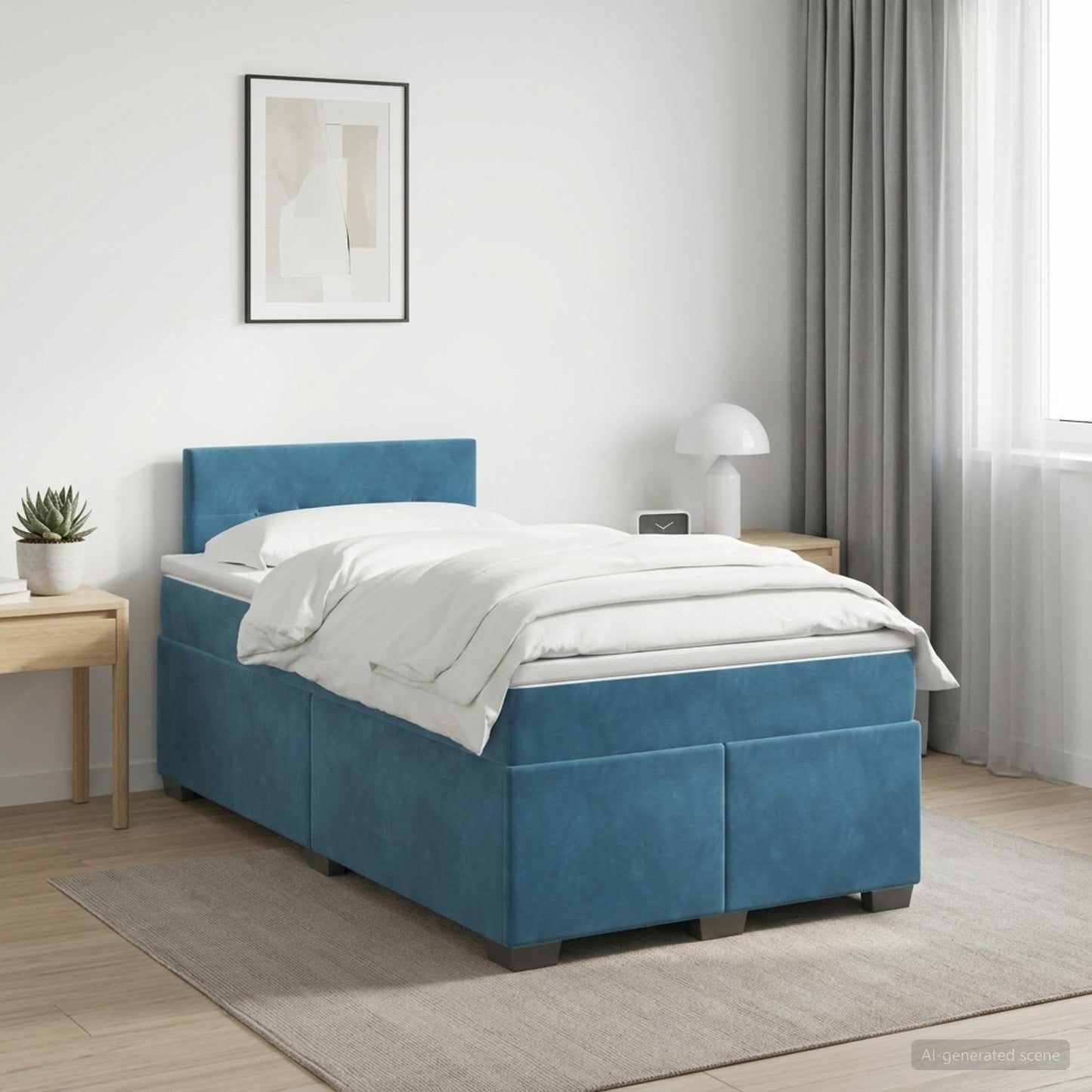vidaXL Κρεβάτι box spring με στρώμα Σκούρο Μπλε 120 x 200 cm Βελούδο