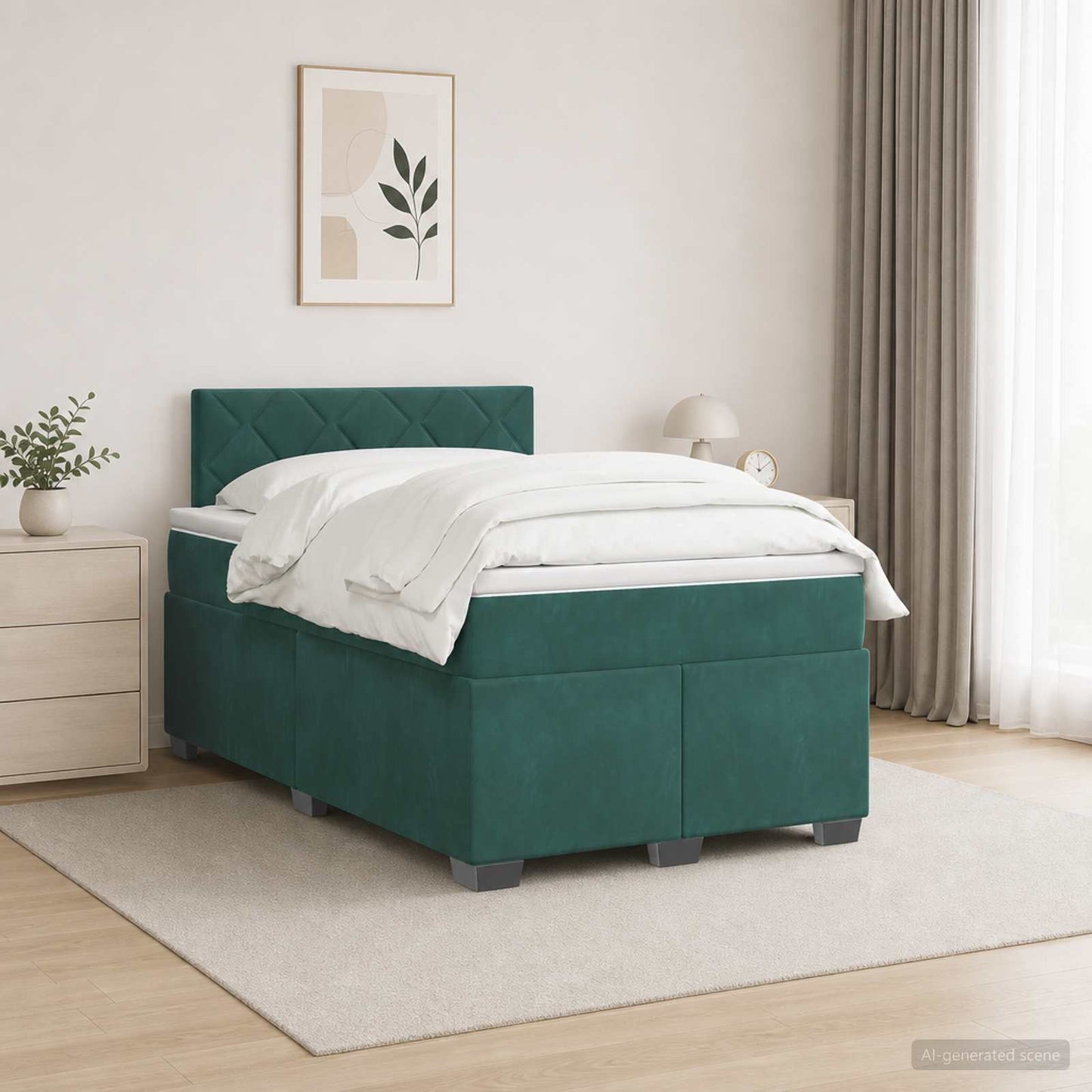 vidaXL Κρεβάτι box spring με στρώμα Σκούρο Πράσινο 120 x 200 cm