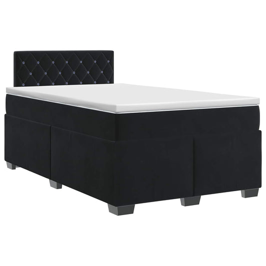 vidaXL Κρεβάτι box spring με στρώμα Μαύρο 120 x 200 cm Βελούδο