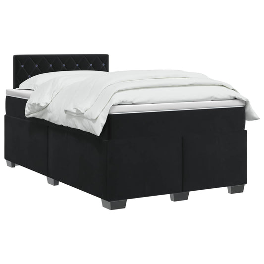 vidaXL Κρεβάτι box spring με στρώμα Μαύρο 120 x 200 cm Βελούδο