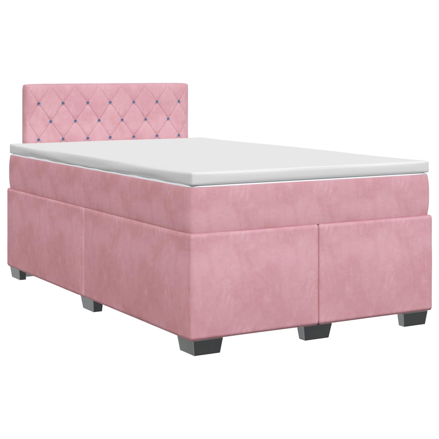vidaXL Κρεβάτι box spring με στρώμα Ροζ 120 x 200 cm Βελούδο