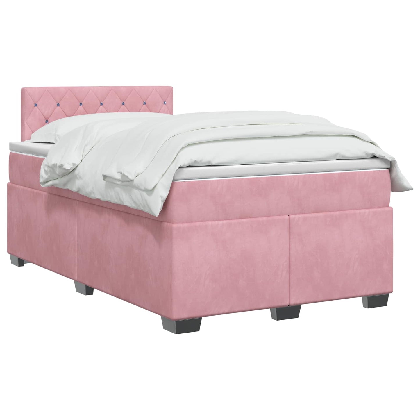 vidaXL Κρεβάτι box spring με στρώμα Ροζ 120 x 200 cm Βελούδο