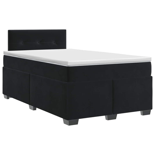vidaXL Κρεβάτι box spring με στρώμα Μαύρο 120 x 200 cm Βελούδο