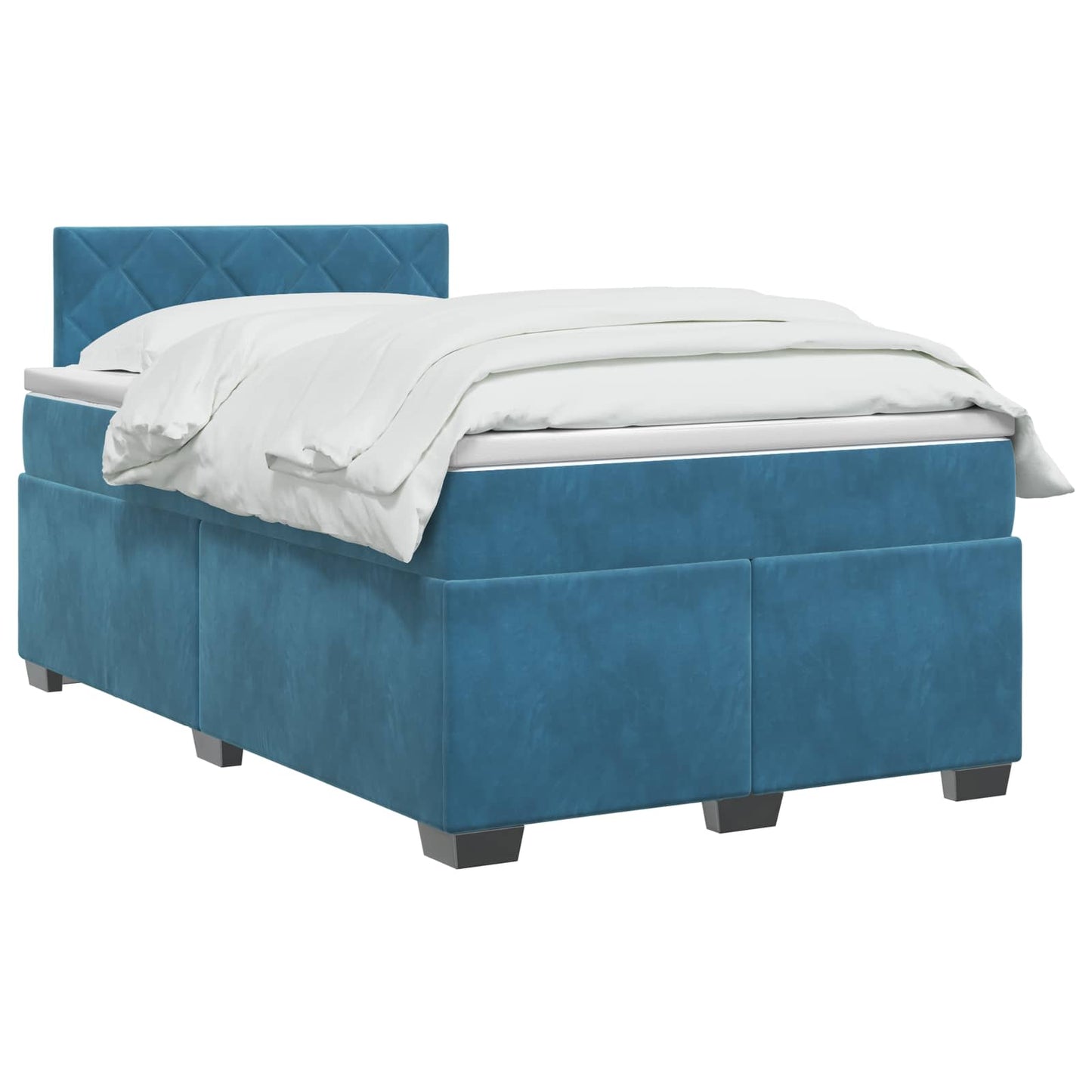 vidaXL Κρεβάτι box spring με στρώμα Σκούρο Μπλε 120 x 200 cm Βελούδο