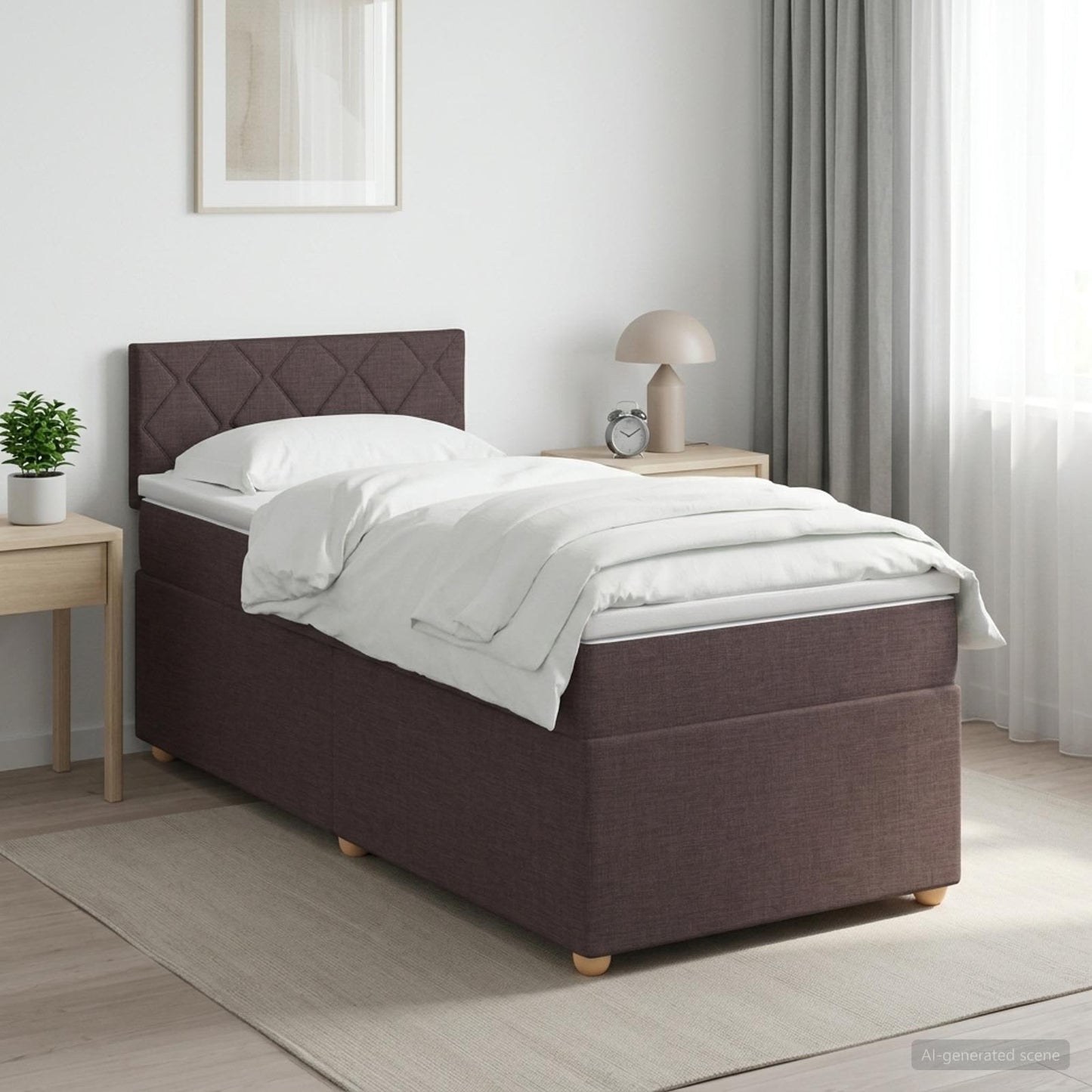vidaXL Κρεβάτι box spring με στρώμα Σκούρο Καφέ 80 x 200 cm Ύφασμα