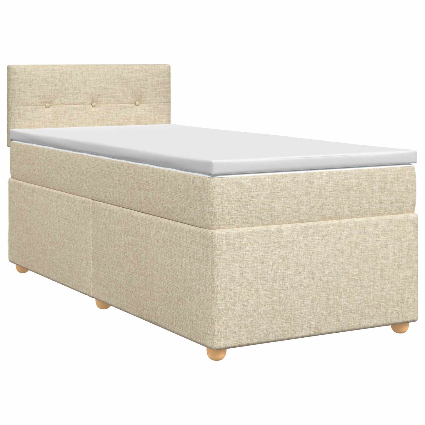 vidaXL Κρεβάτι box spring με στρώμα Κρεμ 90 x 200 cm Ύφασμα