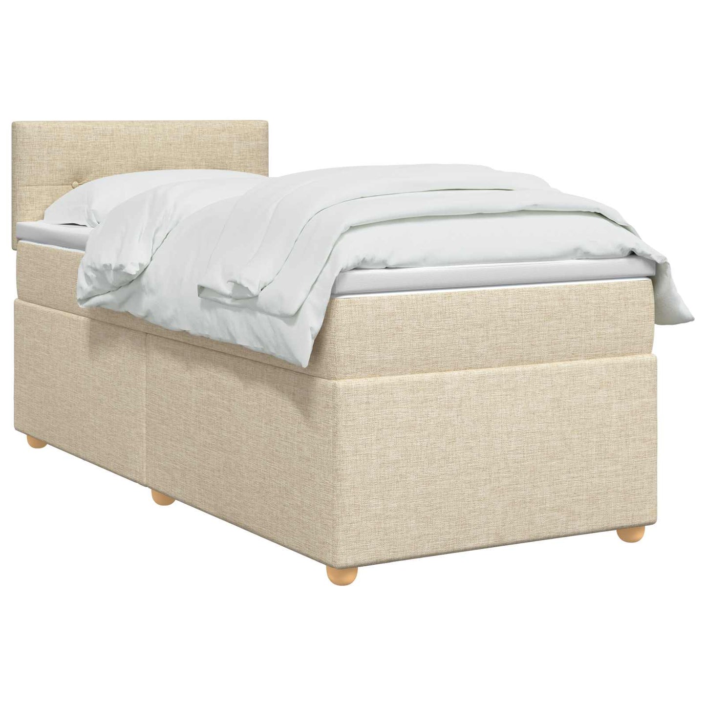 vidaXL Κρεβάτι box spring με στρώμα Κρεμ 90 x 200 cm Ύφασμα
