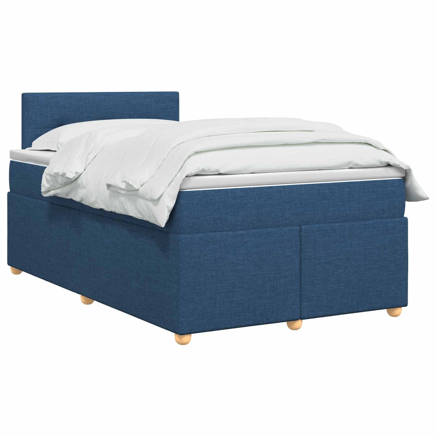 vidaXL Κρεβάτι box spring με στρώμα Μπλε 120 x 190 cm Ύφασμα