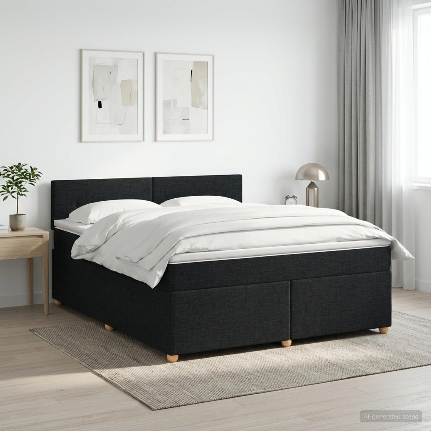 vidaXL Κρεβάτι box spring με στρώμα Μαύρο 180 x 200 cm Ύφασμα