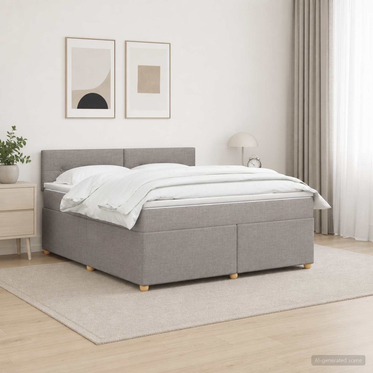 vidaXL Κρεβάτι box spring με στρώμα Taupe 180 x 200 cm Ύφασμα