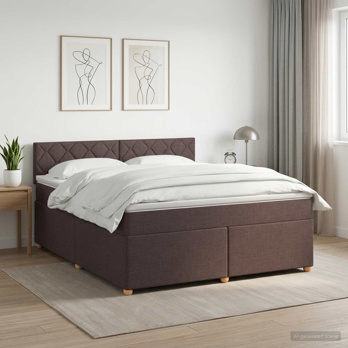 vidaXL Κρεβάτι box spring με στρώμα Σκούρο Καφέ 140 x 190 cm Ύφασμα