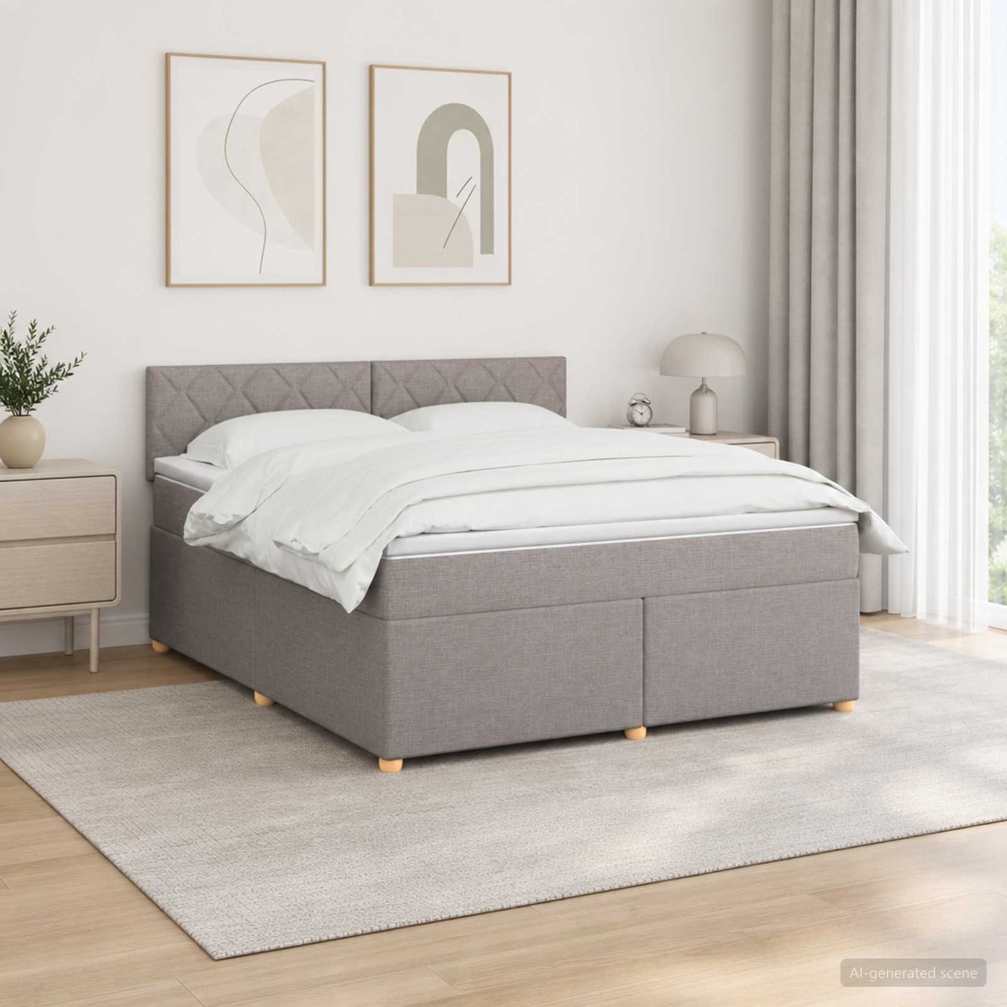 vidaXL Κρεβάτι box spring με στρώμα Taupe 180 x 200 cm Ύφασμα