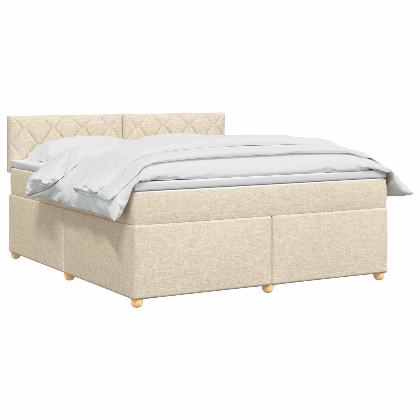 vidaXL Κρεβάτι box spring με στρώμα Κρεμ 180 x 200 cm Ύφασμα