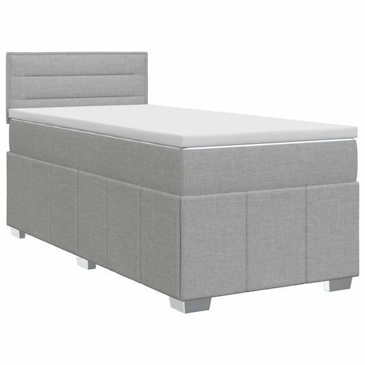 vidaXL Κρεβάτι box spring με στρώμα Ανοιχτό γκρι 90 x 200 cm Ύφασμα