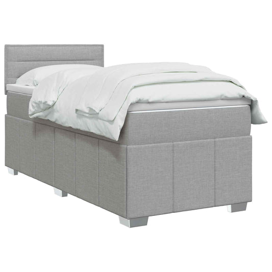 vidaXL Κρεβάτι box spring με στρώμα Ανοιχτό γκρι 90 x 200 cm Ύφασμα