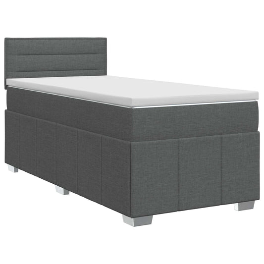 vidaXL Κρεβάτι box spring με στρώμα Σκούρο Γκρι 90 x 200 cm Ύφασμα
