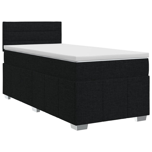 vidaXL Κρεβάτι box spring με στρώμα Μαύρο 90 x 200 cm Ύφασμα