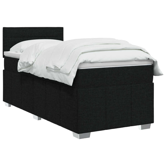 vidaXL Κρεβάτι box spring με στρώμα Μαύρο 90 x 200 cm Ύφασμα