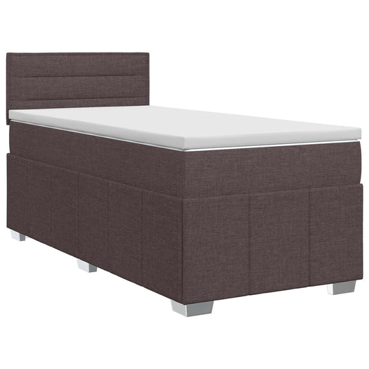 vidaXL Κρεβάτι box spring με στρώμα Σκούρο Καφέ 90 x 200 cm Ύφασμα
