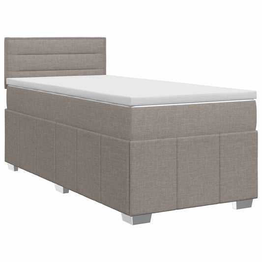 vidaXL Κρεβάτι box spring με στρώμα Taupe 90 x 200 cm Ύφασμα