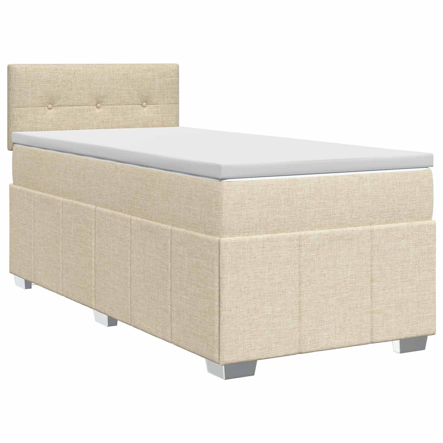 vidaXL Κρεβάτι box spring με στρώμα Κρεμ 90 x 200 cm Ύφασμα