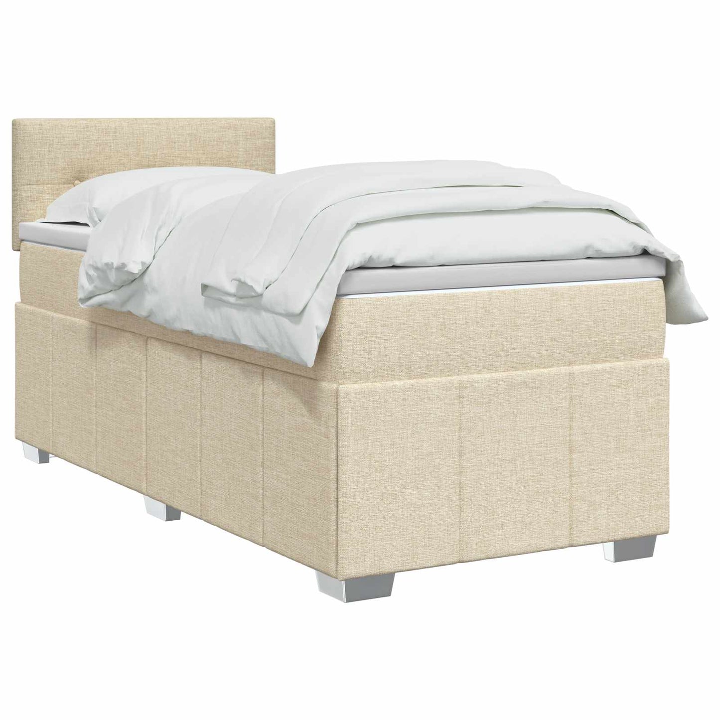 vidaXL Κρεβάτι box spring με στρώμα Κρεμ 90 x 200 cm Ύφασμα