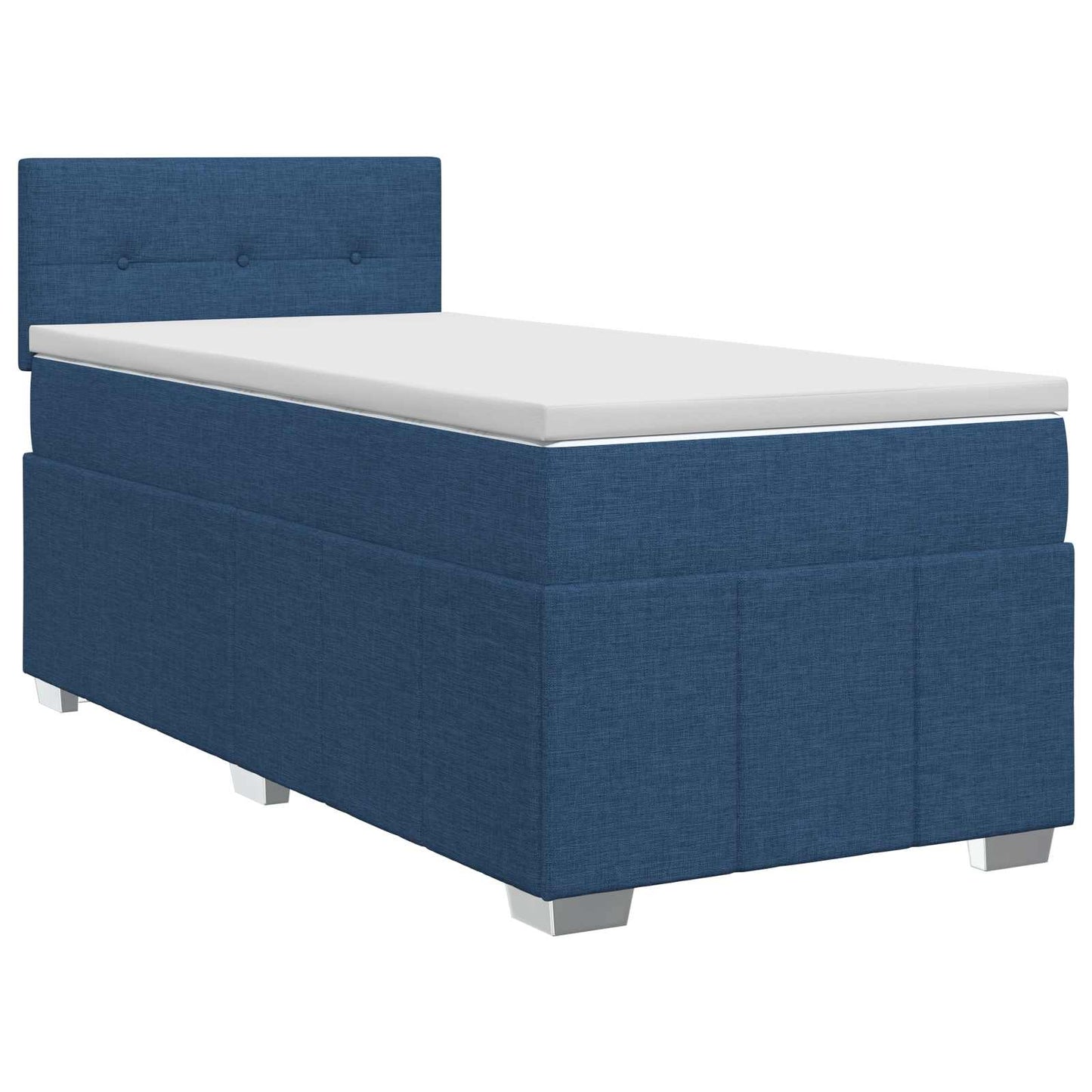 vidaXL Κρεβάτι box spring με στρώμα Μπλε 100 x 200 cm Ύφασμα
