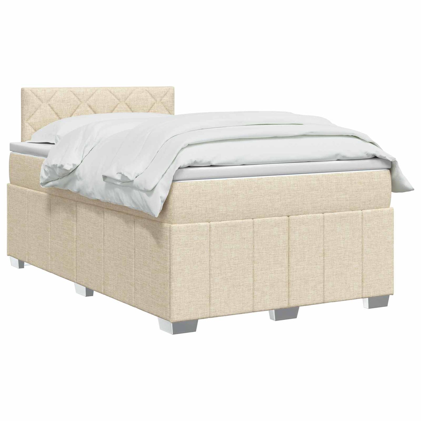vidaXL Κρεβάτι box spring με στρώμα Κρεμ 120 x 190 cm Ύφασμα
