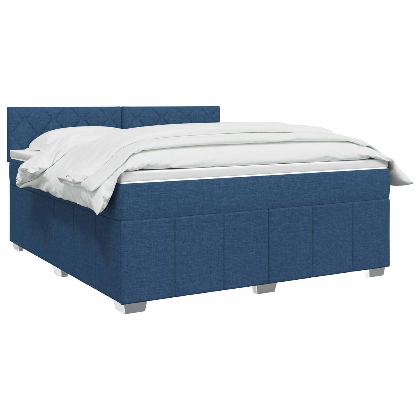 vidaXL Κρεβάτι box spring με στρώμα Μπλε 140 x 200 cm Ύφασμα