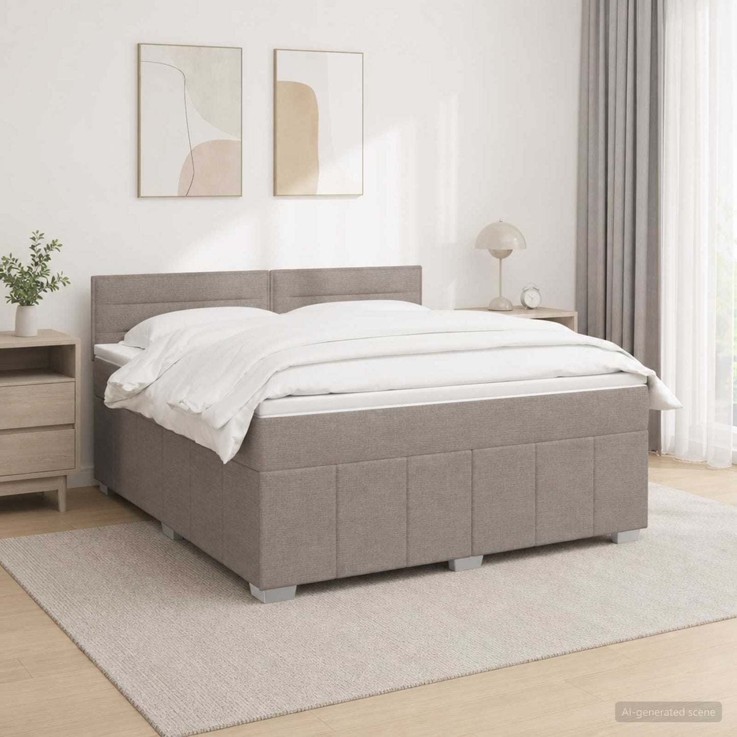 vidaXL Κρεβάτι box spring με στρώμα Taupe 180 x 200 cm Ύφασμα