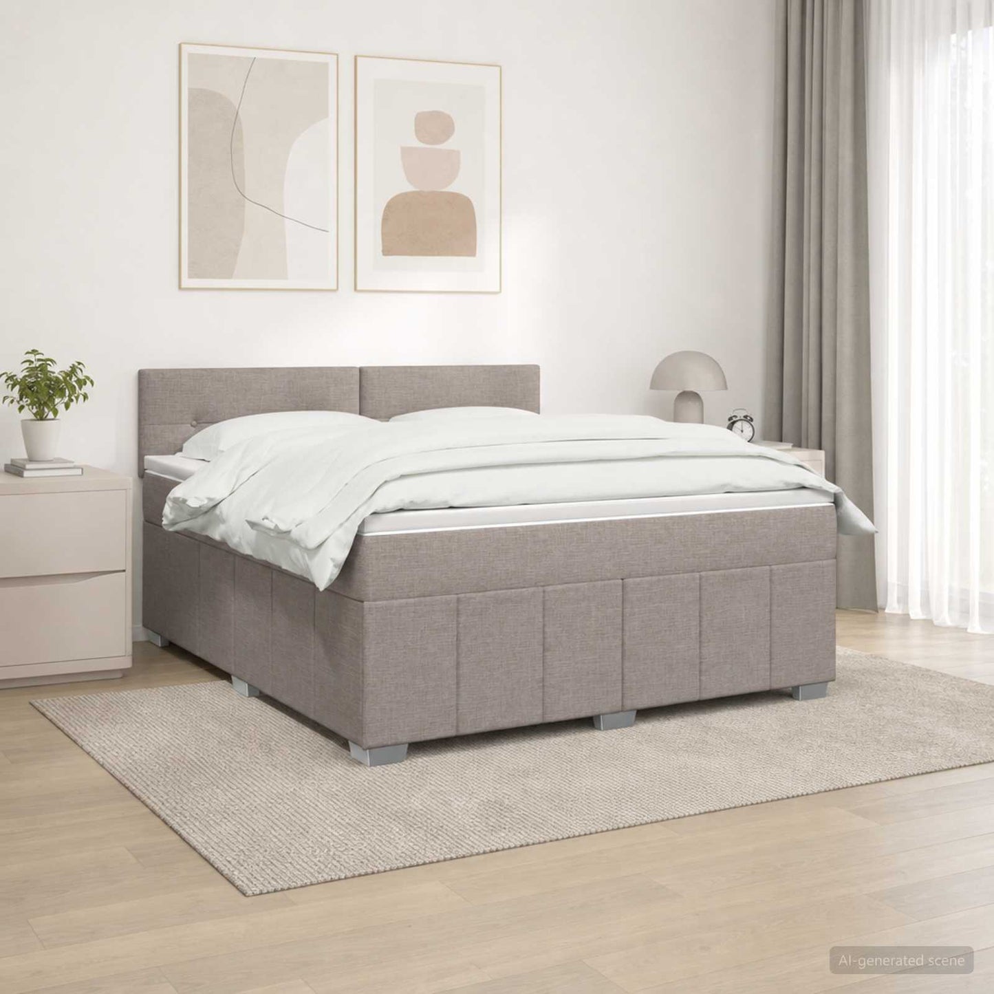 vidaXL Κρεβάτι box spring με στρώμα Taupe 160 x 200 cm Ύφασμα