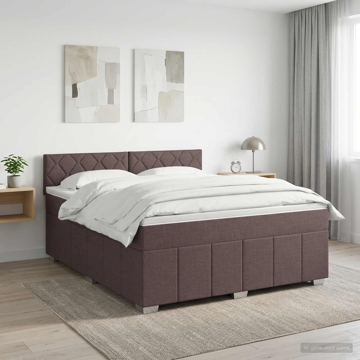vidaXL Κρεβάτι box spring με στρώμα Σκούρο Καφέ 160 x 200 cm Ύφασμα