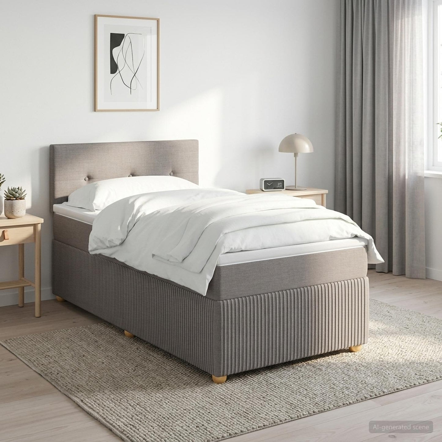 vidaXL Κρεβάτι box spring με στρώμα Taupe 90 x 200 cm Ύφασμα