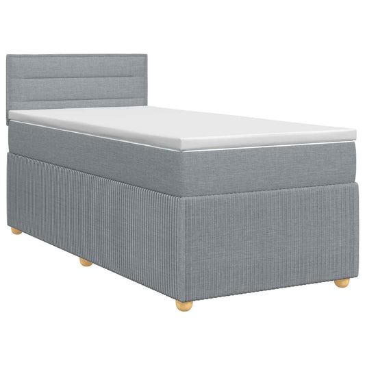 vidaXL Κρεβάτι box spring με στρώμα Ανοιχτό γκρι 90 x 200 cm Ύφασμα