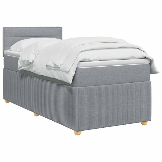 vidaXL Κρεβάτι box spring με στρώμα Ανοιχτό γκρι 90 x 200 cm Ύφασμα