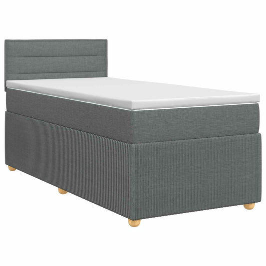 vidaXL Κρεβάτι box spring με στρώμα Σκούρο Γκρι 90 x 200 cm Ύφασμα
