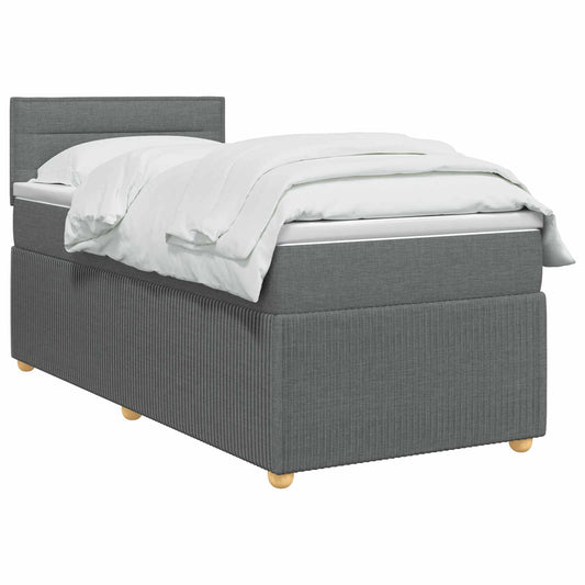 vidaXL Κρεβάτι box spring με στρώμα Σκούρο Γκρι 90 x 200 cm Ύφασμα