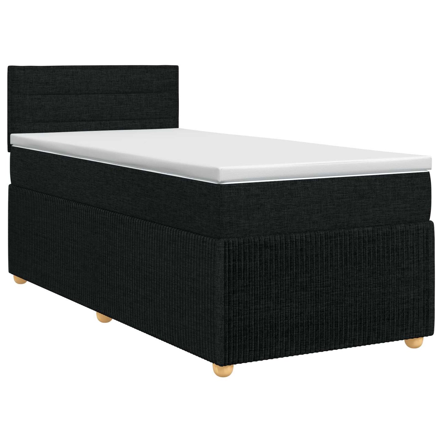 vidaXL Κρεβάτι box spring με στρώμα Μαύρο 90 x 200 cm Ύφασμα