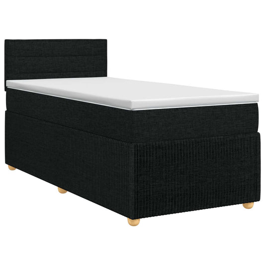 vidaXL Κρεβάτι box spring με στρώμα Μαύρο 90 x 200 cm Ύφασμα