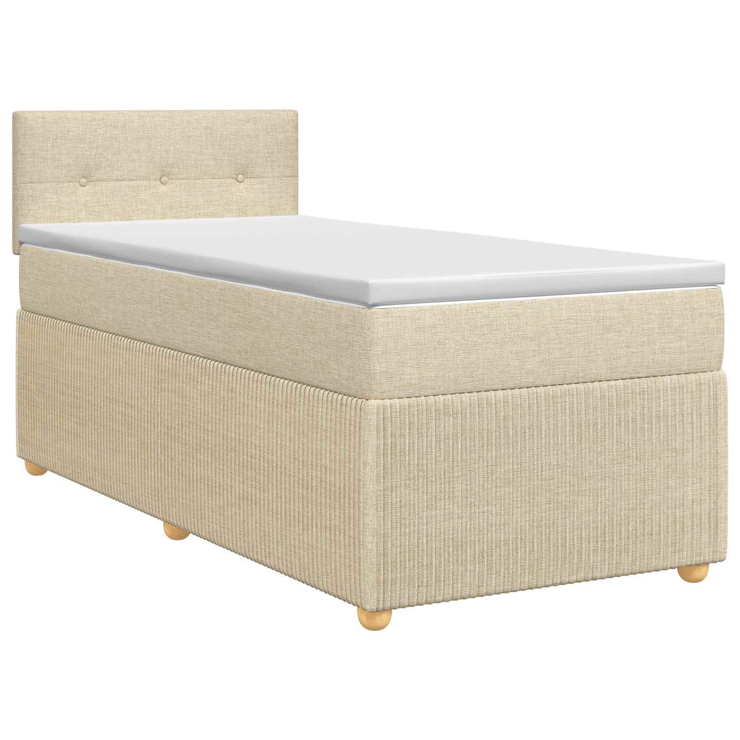 vidaXL Κρεβάτι box spring με στρώμα Κρεμ 90 x 200 cm Ύφασμα