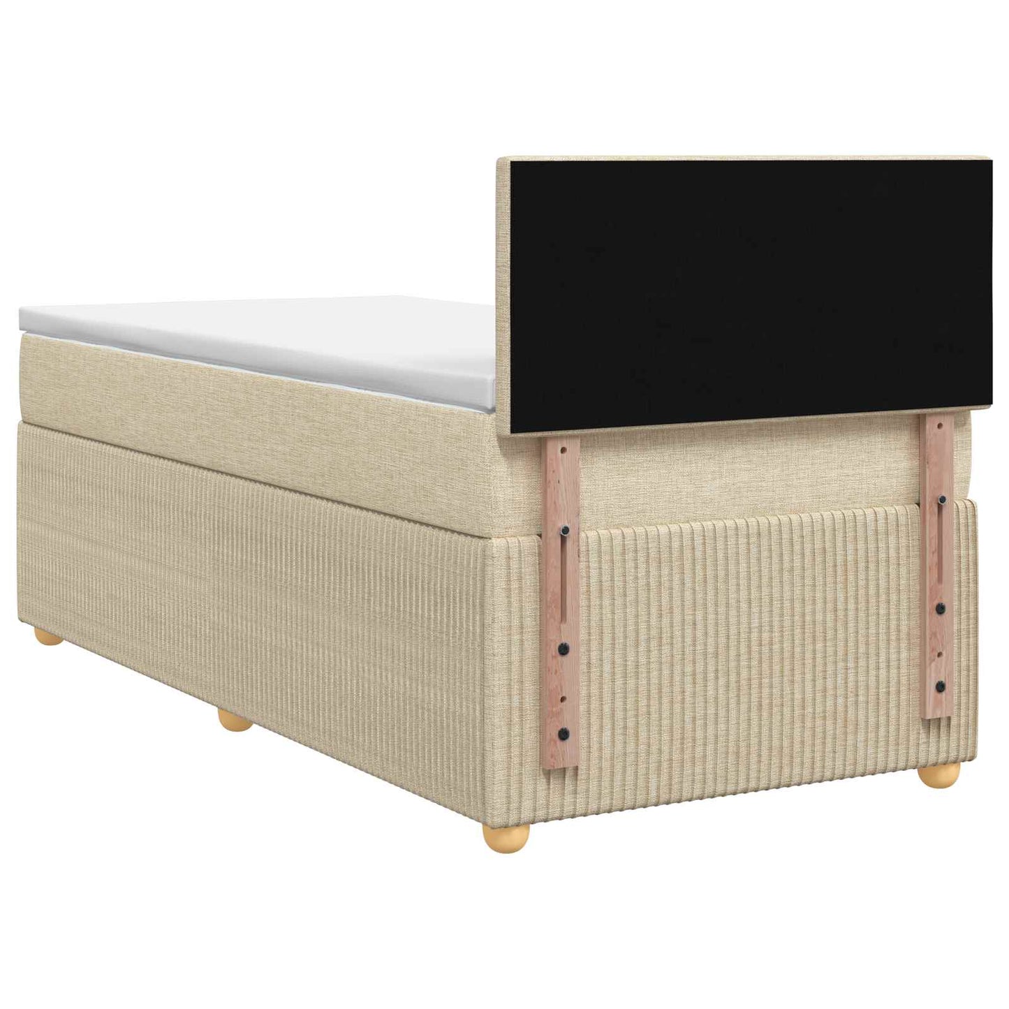 vidaXL Κρεβάτι box spring με στρώμα Κρεμ 90 x 200 cm Ύφασμα