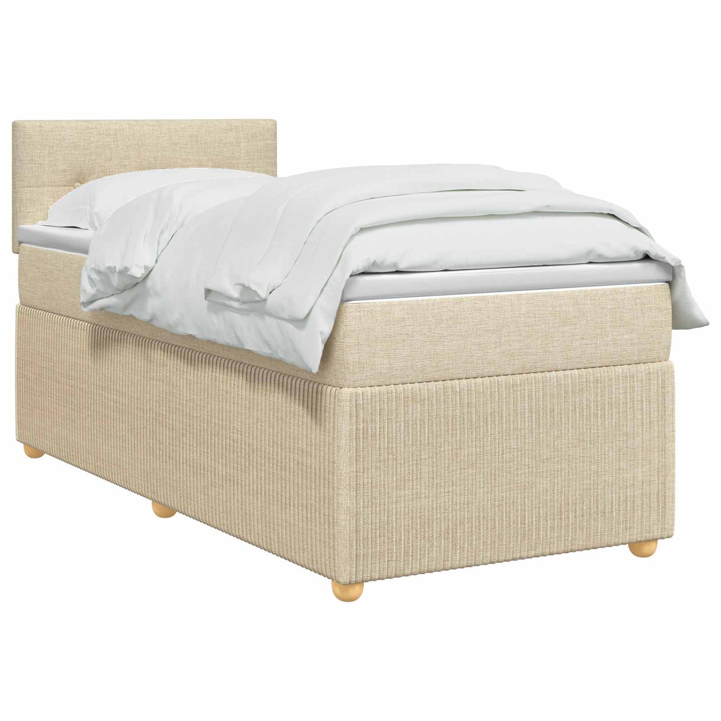 vidaXL Κρεβάτι box spring με στρώμα Κρεμ 90 x 200 cm Ύφασμα