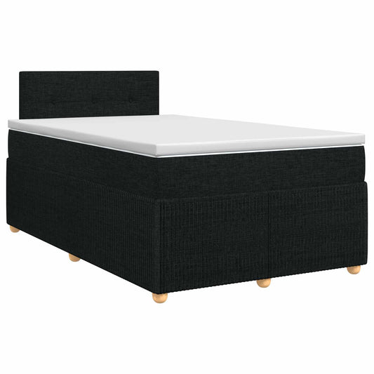 vidaXL Κρεβάτι box spring με στρώμα Μαύρο 120 x 200 cm Ύφασμα