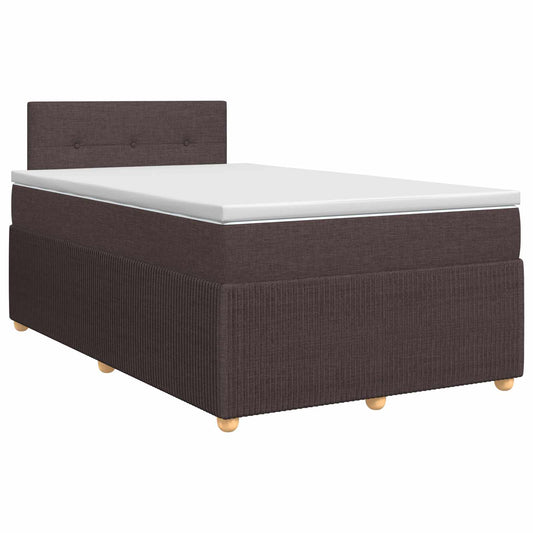 vidaXL Κρεβάτι box spring με στρώμα Σκούρο Καφέ 120 x 200 cm Ύφασμα