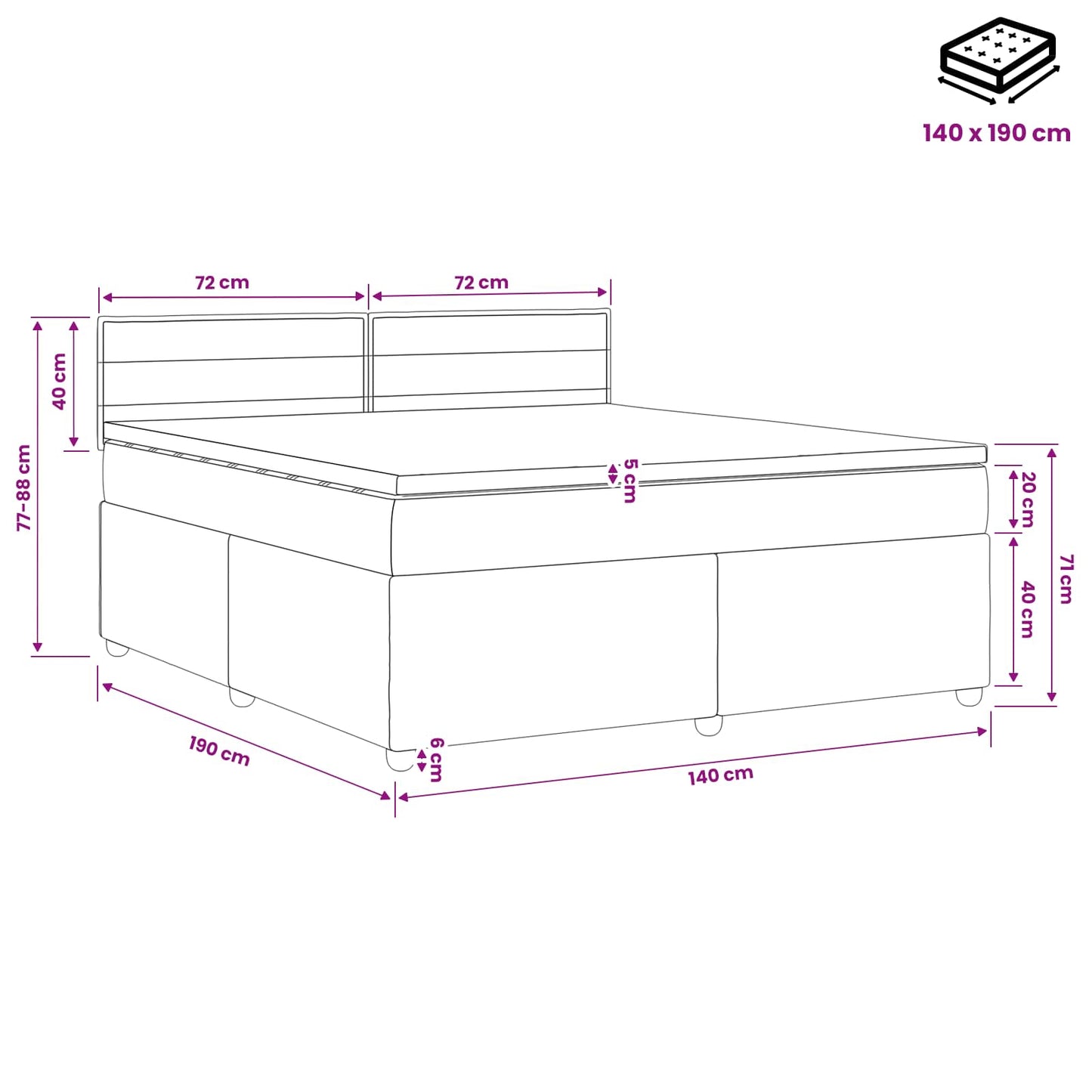 vidaXL Κρεβάτι box spring με στρώμα Ανοιχτό γκρι 140 x 190 cm Ύφασμα