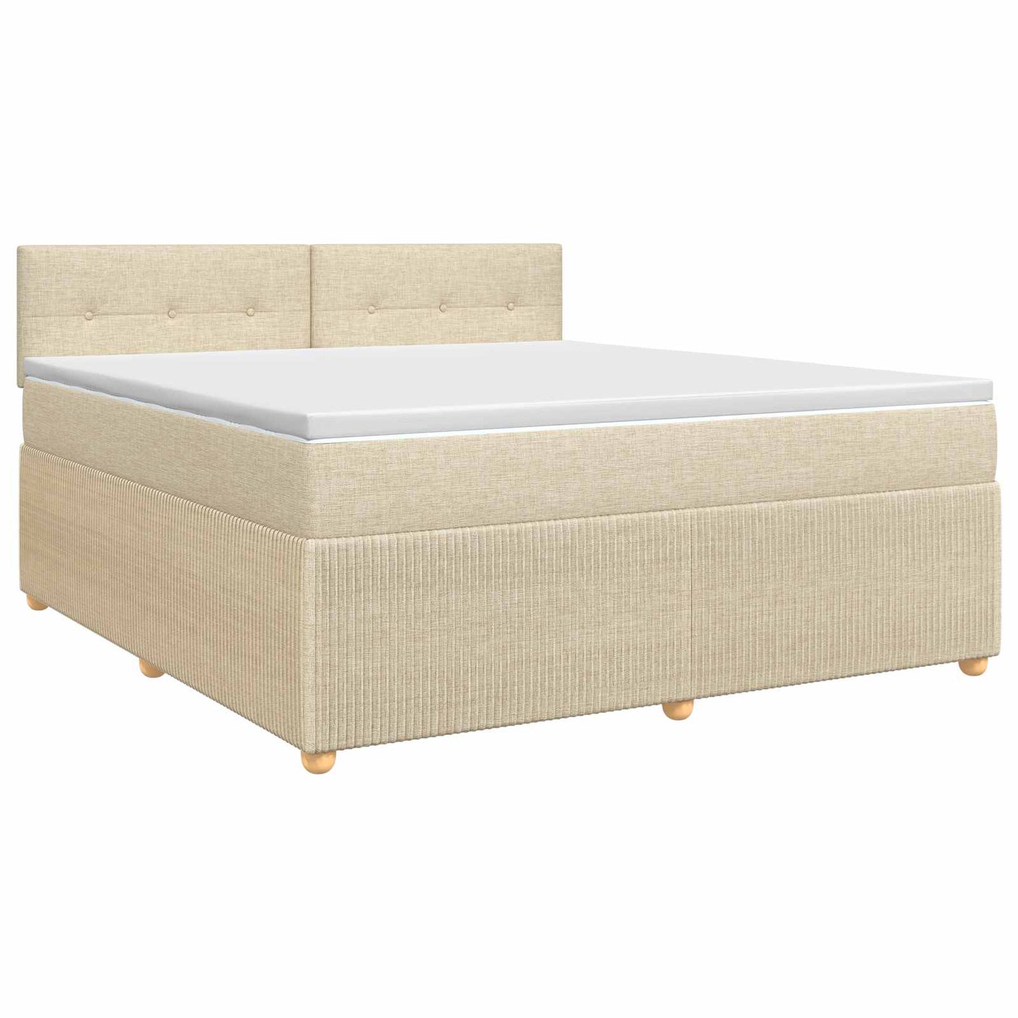 vidaXL Κρεβάτι box spring με στρώμα Κρεμ 140 x 190 cm Ύφασμα