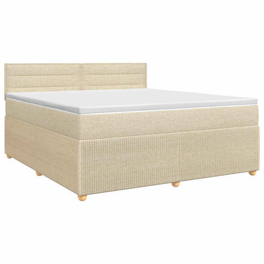 vidaXL Κρεβάτι box spring με στρώμα Κρεμ 140 x 200 cm Ύφασμα