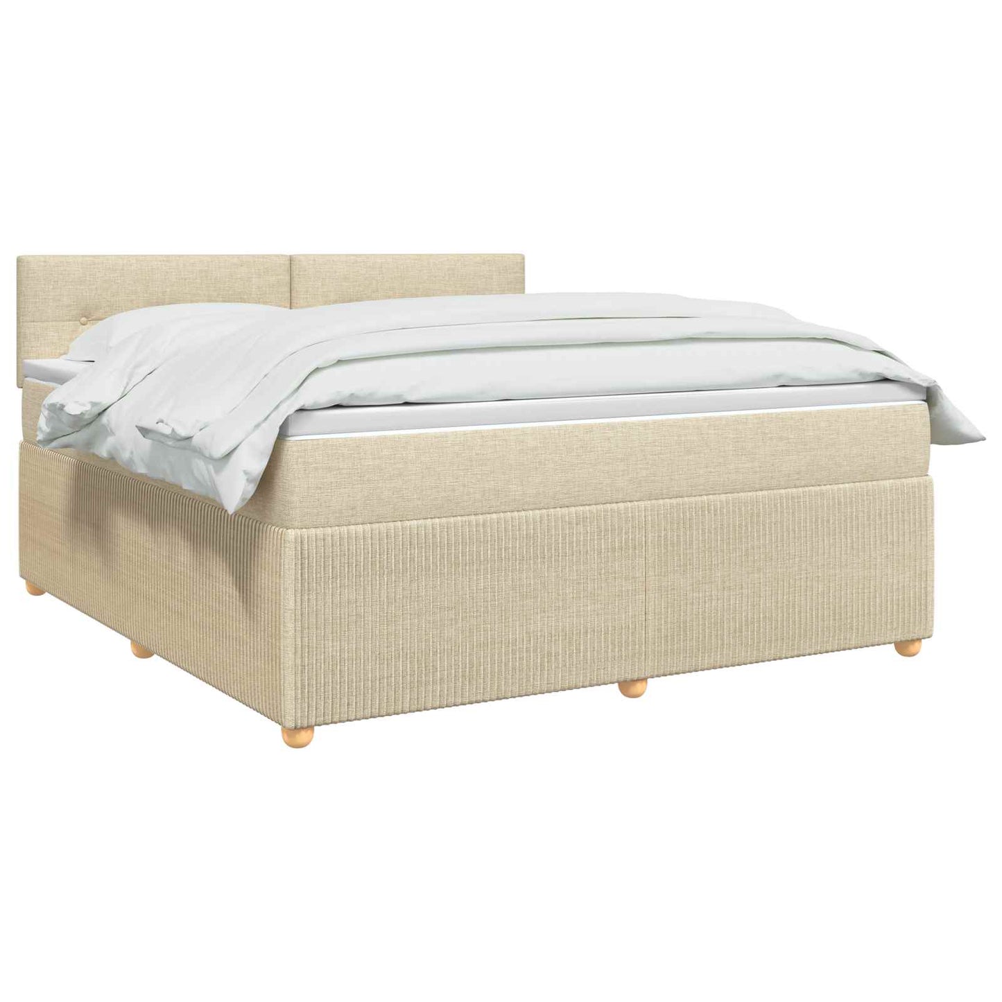 vidaXL Κρεβάτι box spring με στρώμα Κρεμ 140 x 200 cm Ύφασμα